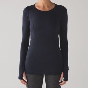 Lululemon Swiftly Tech long sleeve crew neck tee top shirt midnight navy blue 12